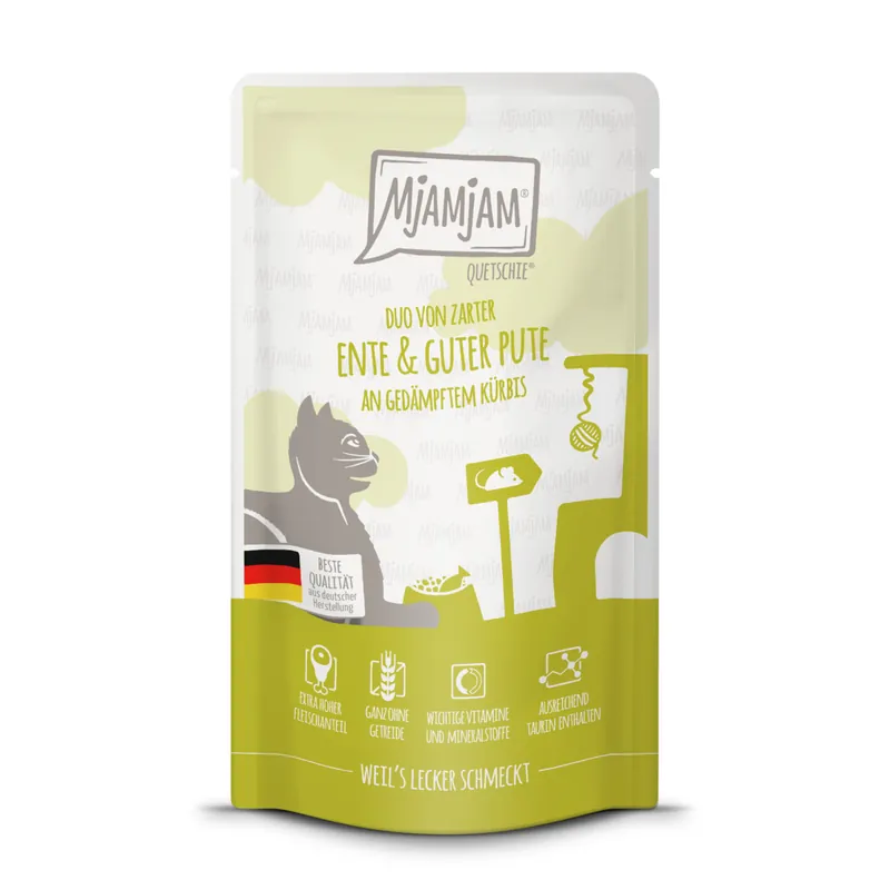 MJAMJAM Pouchbeutel DUO Ente & Pute mit Kürbis 125 g Heißes Angebot